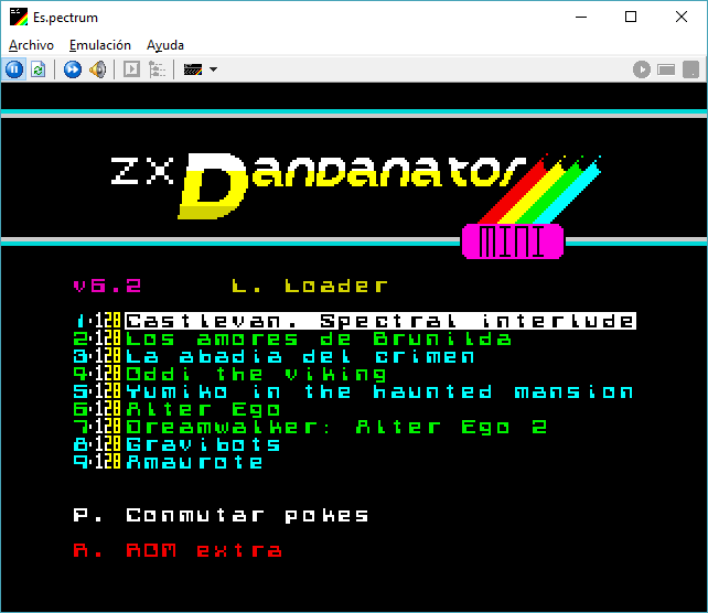 Dandanator menu